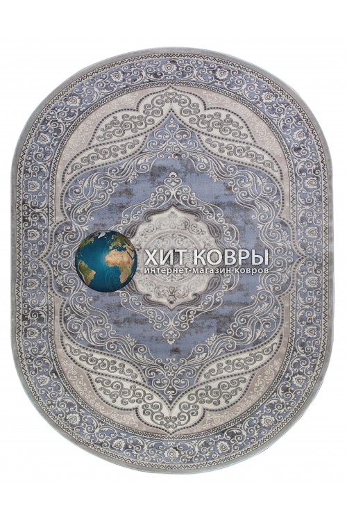 Российский ковер Rimma Lux 36868 Серый-голубой овал